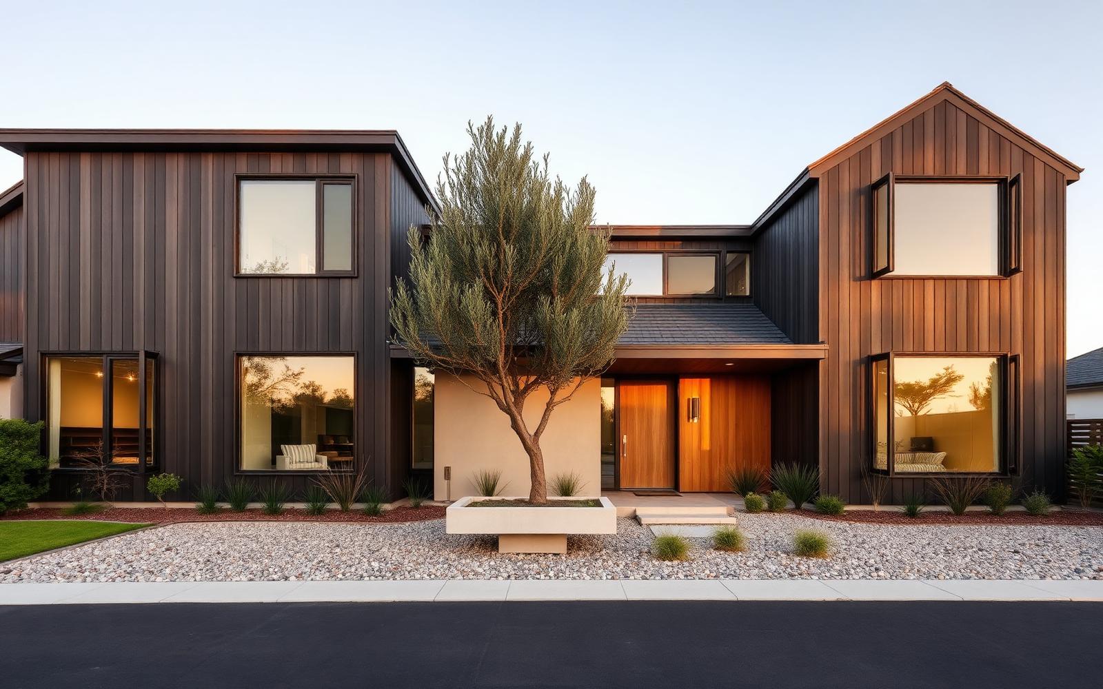 The same house redesigned with modern warm cladding
