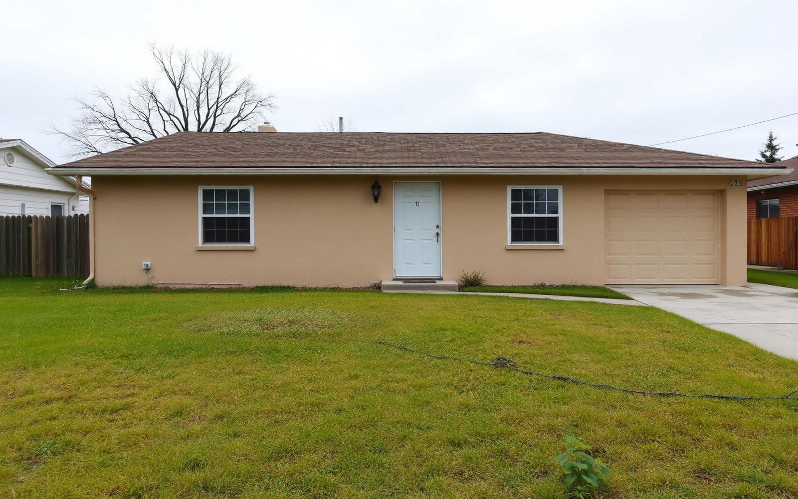 A dated single-story suburban house